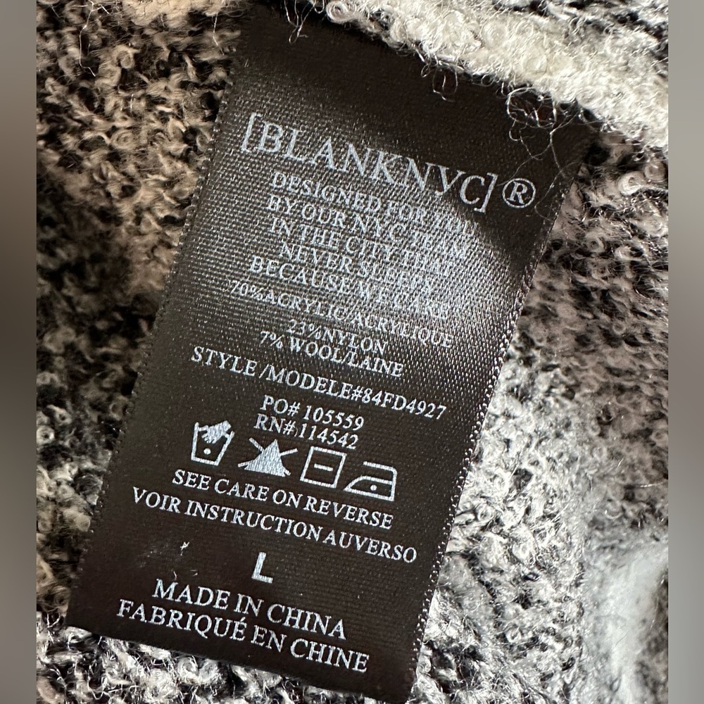 BLANKNYC Long Cardigan Duster Button-Up Buffalo Check Black & White Large - Picture 11 of 15